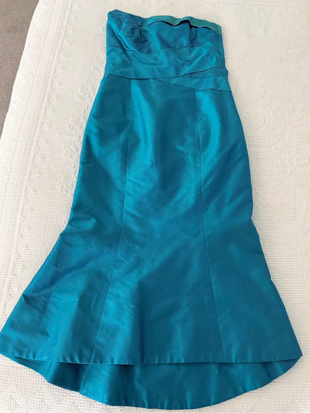 Marisa Baratelli teal blue green accent S10 Thai silk gown.